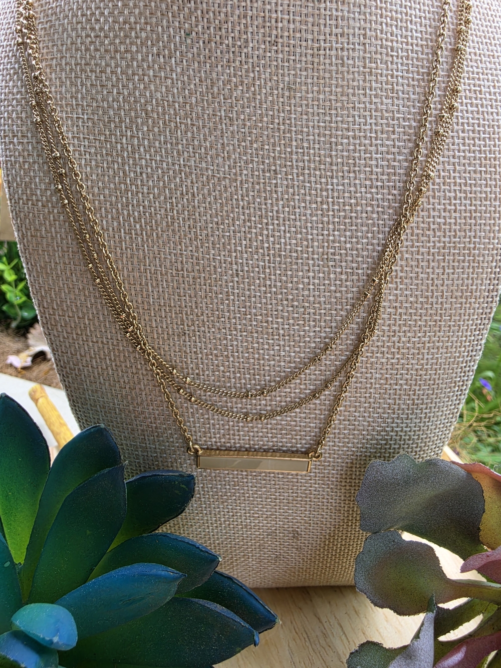 Layered Gold Bar Necklace — Elegant Women's Multi-Chain Pendant